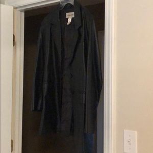 Short black leather coat